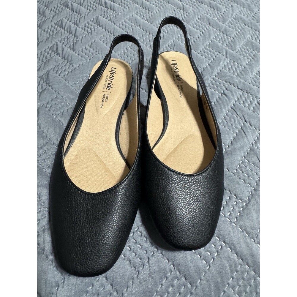 Lifestride Claire Sling back Black Shoes Size 7M Classic Office 1 Inch Heel New